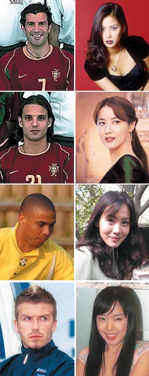 재미로 풀어보는 해외축구스타  한국탤런트 11쌍의 궁합