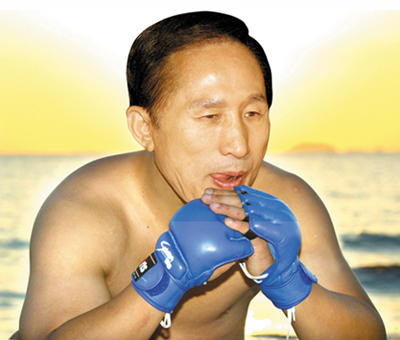 지지율 내리막 이명박 위기