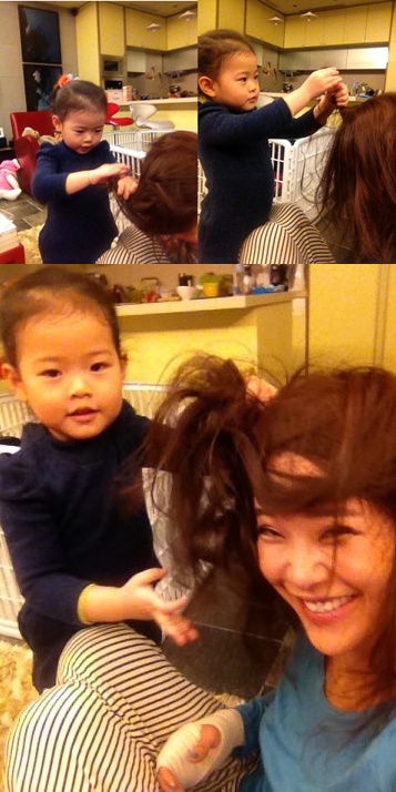 백지영, 조카와 미용실 놀이 “폭탄파마 스타일 어때요?"