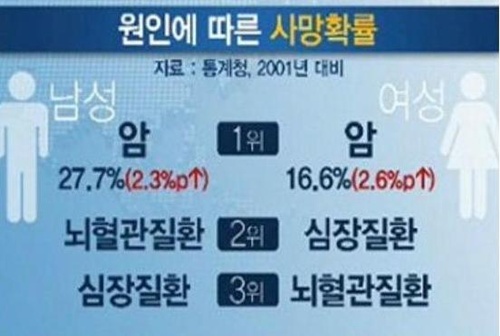 남성 사망원인 1위는 암…자살은 10년 전보다 두 배 '껑충'