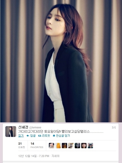문근영 지원 사격 나선 신세경, 트위터 통해 ‘청담동 엘리스’ 폐인 고백