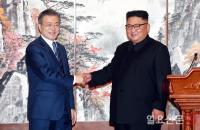 악수하는 문재인 대통령과 김정은 국무위원장