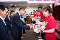 중국 여자프로축구팀 구미서 전지훈련 ... 환영식 개최