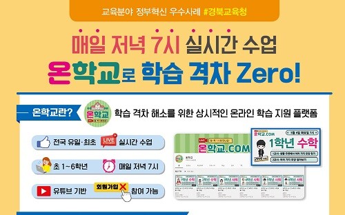 경북교육청의 '매일 저녁 실시간 수업 온학교로 학습 격차 Zero' 정책이 교육분야 정부혁신 우수사례 경진대회에서 우수사례로 선정됐다. (사진=경북교육청 제공)