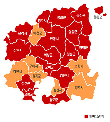 경북 인구감소 지역 (자료=경북도 제공)
