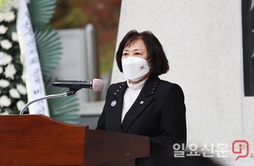 양평군보훈단체협의회 석인석 회장이 축사를 하고 있다.