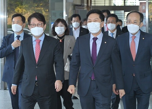 3일 대구에서 김기현 국민의 힘 원내대표와 권영진 대구시장 등이 참석한 가운데 예산정책협의회가 열렸다 (사진=대구시 제공)