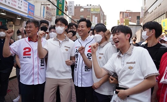 5월 23일 서울 혜화역에서 지방선거 유세를 하고 있는 오세훈 서울시장 후보. 사진=오세훈 캠프