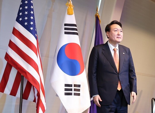 미국 뉴욕대 키멜 센터에서 열린 디지털 비전 포럼에 참석한 윤석열 대통령. 사진=연합뉴스