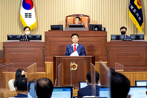 22일 이철우 지사가 도의회에서 시정연설을 하고 있다. 사진=경북도 제공