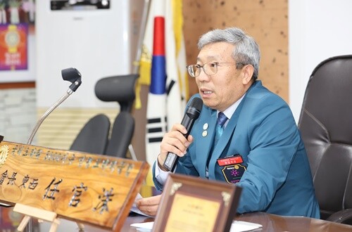 인사말을 하는 임관수 회장. 사진=김현술 기자