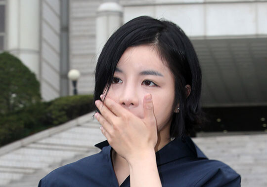 2014년 당시 졸피뎀 투약 혐의로 공판에 참석했던 방송인 에이미 씨. 사진=연합뉴스