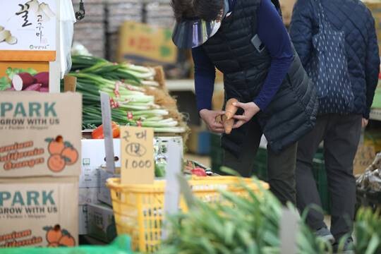 서울의 한 전통시장에서 시민이 장을 보고 있다. 기사 특정 내용과 관련없음. 사진=박은숙 기자