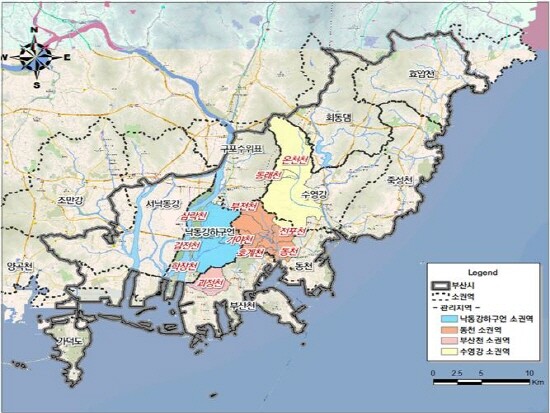 하천 소유역 안내도. 사진=부산시 제공