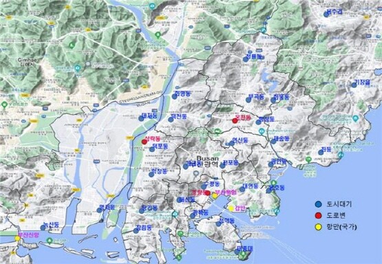 부산지역 대기환경측정망 운영 지점. 사진=부산시 제공