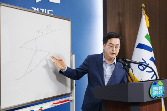 3일 오전 경기도청 브리핑룸에서 김동연 경기도지사가 서울-양평 고속도로 사업 관련 입장발표를 하고 있다. 사진=경기도 제공