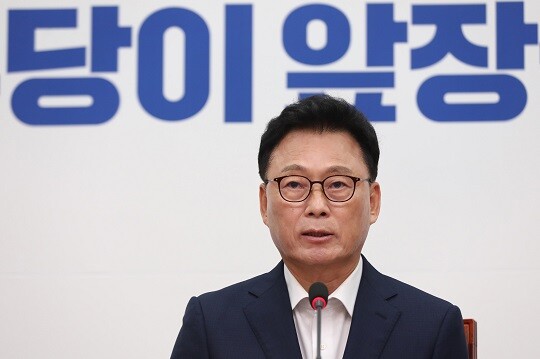 박광온 원내대표가 폭염에도 진행된 잼버리 행사와 관련해 목소릴 높였다. 사진=박은숙 기자