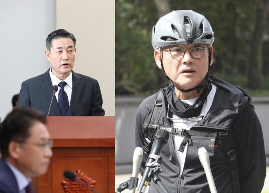 신원식 국방부 장관(왼쪽)과 유인촌 문화체육관광부 장관. 사진=박은숙 기자, 박정훈 기자