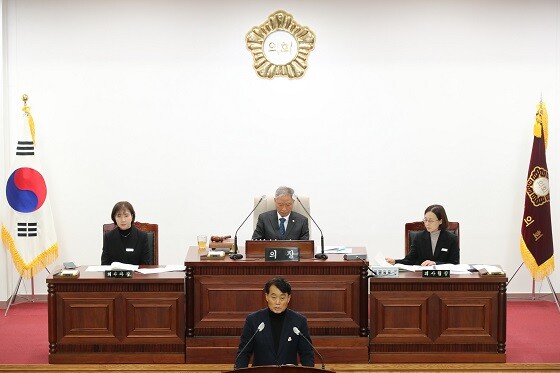 하은호 군포시장이 1일 군포시의회 정례회에서 시정연설을 하고 있다. 사진=군포시 제공