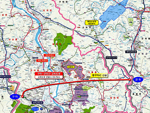 구미~군위간 고속도로 노선도. 사진=구미시 제공