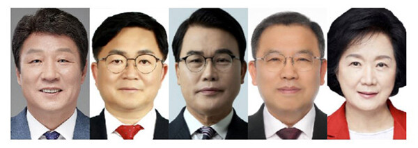사진 왼쪽부터 국민의힘 대구 동구·군위을 강대식·서호영·이재만·우성진·조명희 예비후보