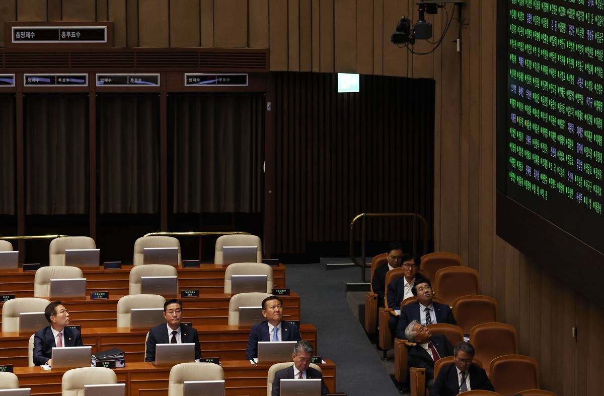 2일 국회에서 검사 탄핵소추안의 법사위 회부 동의의 건이 가결되고 있다. 사진=연합뉴스