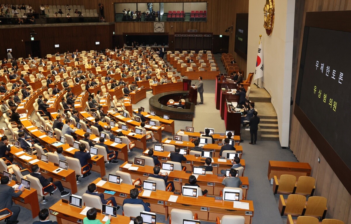 3일 오후 국회 본회의에서 경제분야 대정부질문에 앞서 '채 상병 특검법'이 상정되자 국민의힘이 필리버스터를 발동했다. 사진=연합뉴스