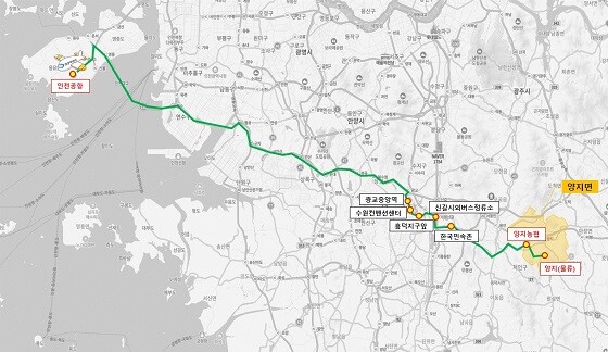 2.양지면~인천공항 잇는 시외공항버스 A8866번 노선도. 사진=용인특례시 제공