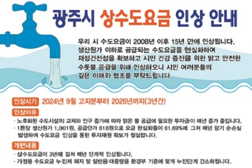 광주시 '상수도요금 인상 안내' 홍보물. 사진= 광주시 제공