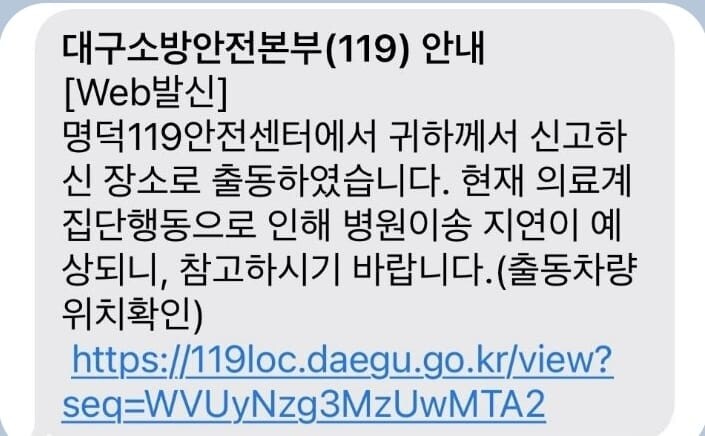 대한의사협회가 일선 소방서에서 119출동 신고자에게 보낸 문자와 관련해 소방청에 협조 공문을 발송했다고 2일 밝혔다. 사진=임현택 대한의사협회 회장 페이스북 갈무리