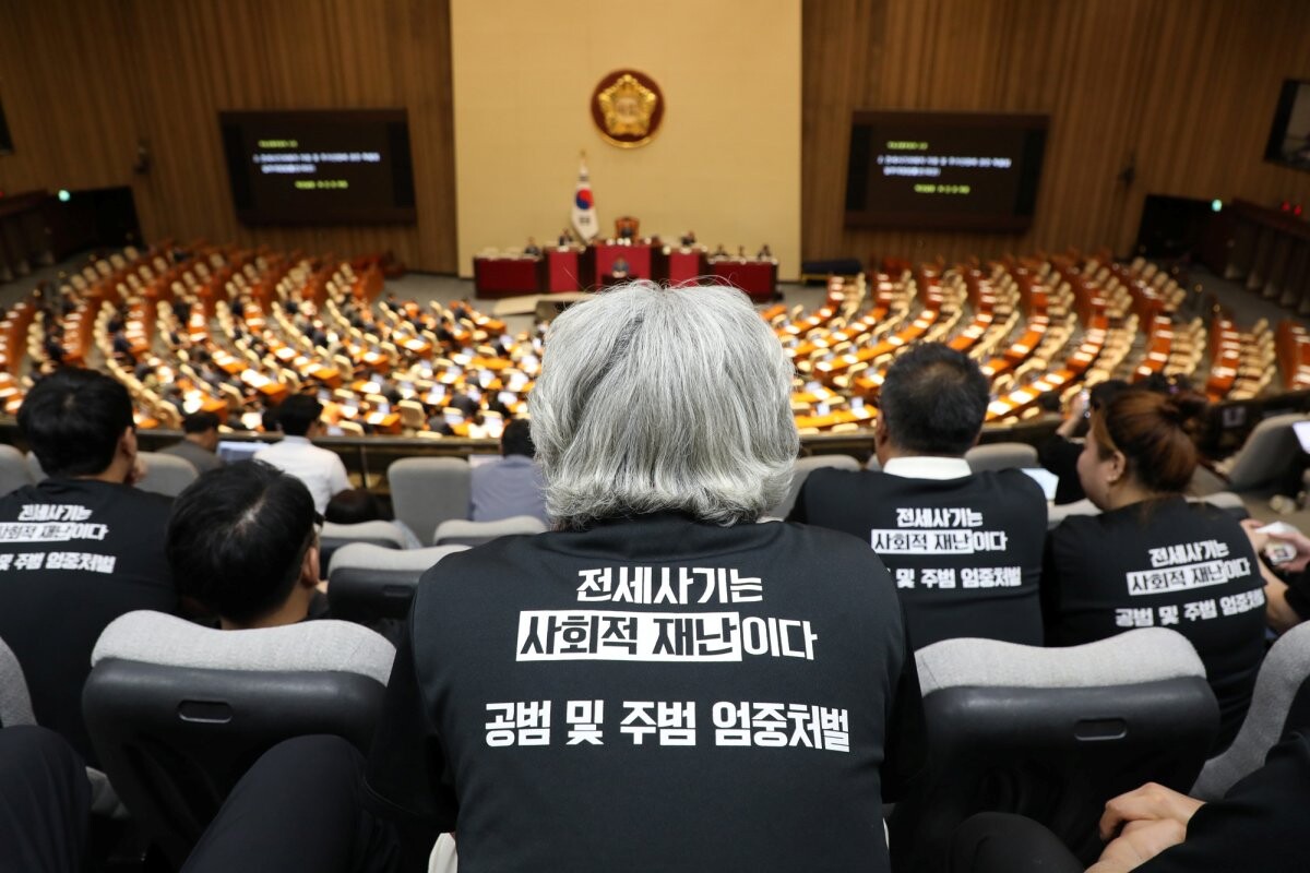 전세사기 피해자들이 지난 5월 28일 국회 본회의장에서 방청하고 있다. 사진=박은숙 기자