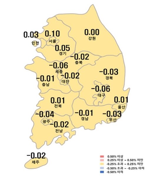 시도별 아파트 매매가격지수 변동률 . 사진=한국부동산원 제공