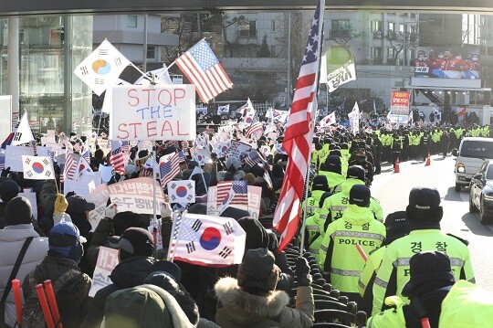 1월 3일 한남동 대통령 관저 인근의 모습. 사진=박정훈 기자