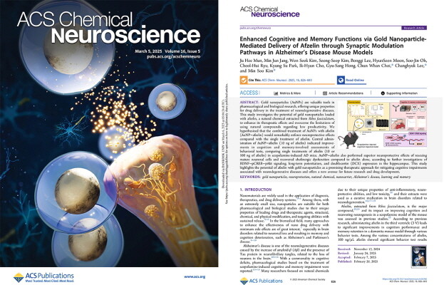 ‘ACS 케미컬 뉴로사이언스(ACS Chemical Neuroscience)’ 3월호 표지. 사진=경기도경제과학진흥원 제공