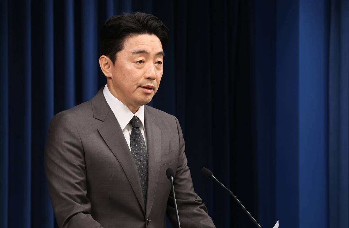 23일 11개 부처의 장관 후보자 인선을 발표 중인 강훈식 대통령실 비서실장. 사진=연합뉴스