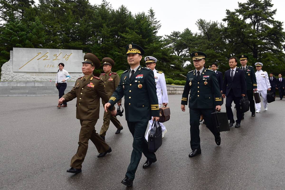 2018년 6월 판문점에서 열린 남북장성급군사회담에 참석한 김도균 전 육군 수도방위사령관. 사진=최준필 기자