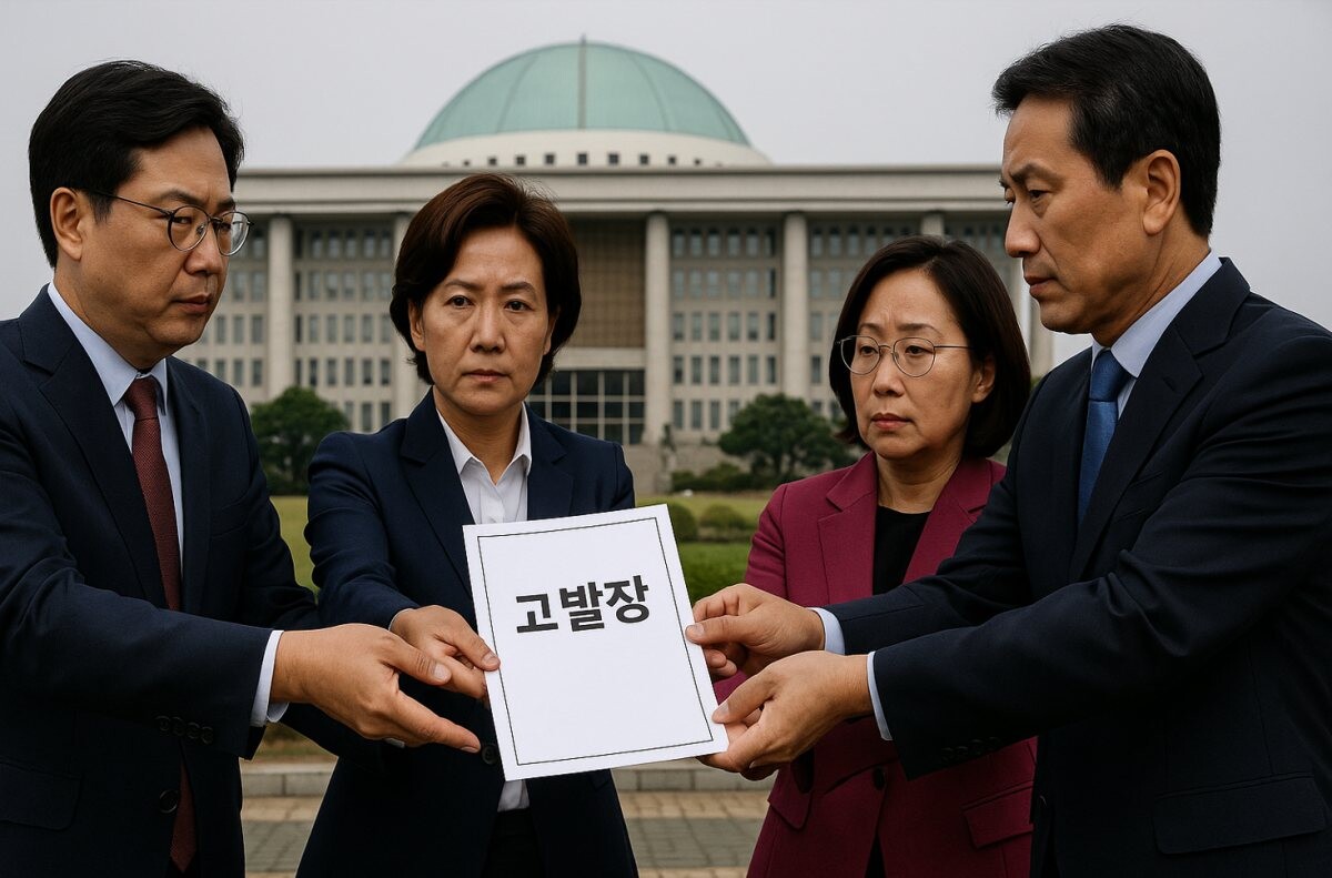 지난 대선 선거 운동 기간 정치권에서 경쟁 정당과 소속 대선 후보를 겨냥한 고발이 쏟아졌다. 사진=챗GPT 이미지