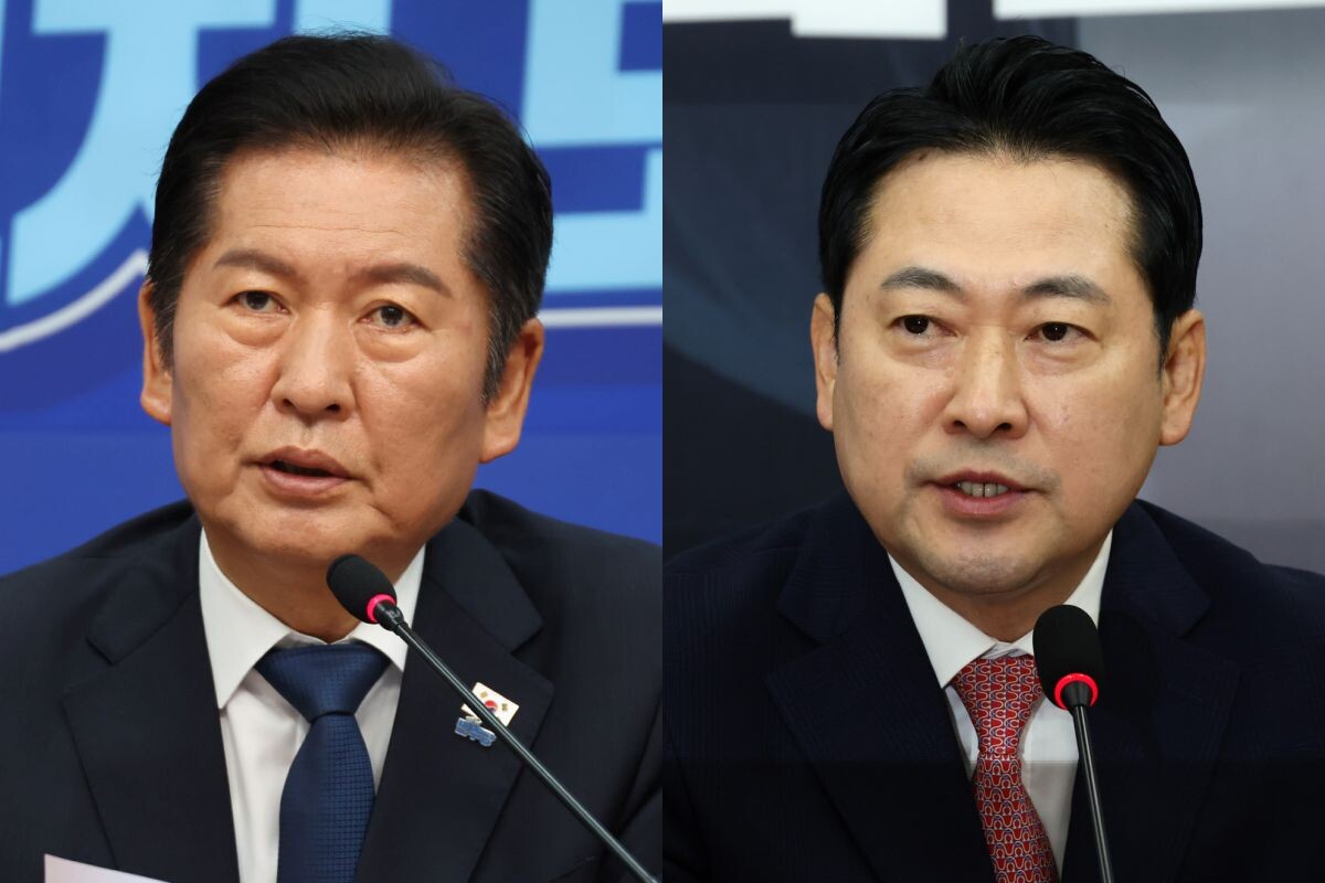 정청래 대표(사진 왼쪽)와 장동혁 대표(사진 오른쪽). 사진=박은숙 기자