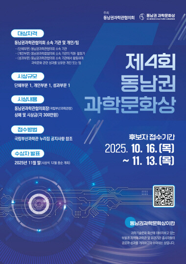 제4회 동남권 과학문화상 포스터. 사진=국립부산과학관 제공