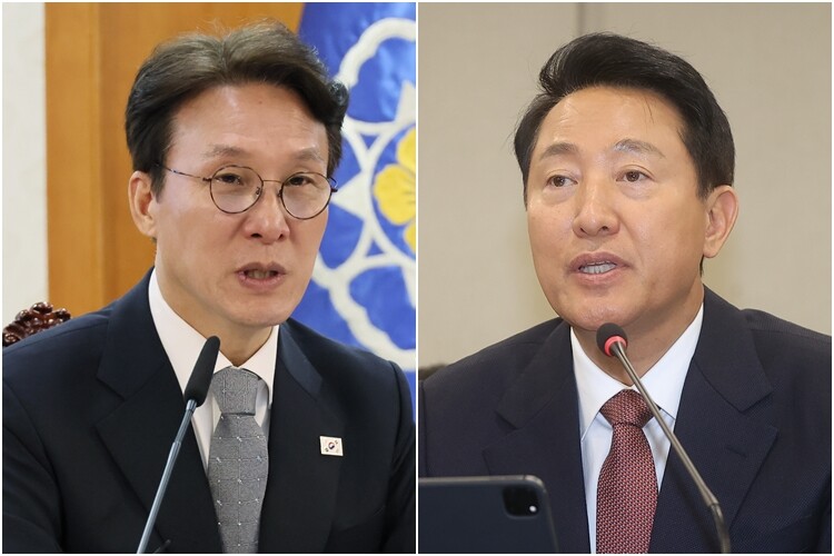 김민석 국무총리(왼쪽)와 오세훈 서울시장. 사진=연합뉴스