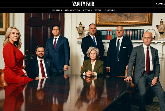 수지 와일스 백악관 비서실장이 ‘배니티페어’ 인터뷰에서 도널드 트럼프 대통령을 포함해 2기 행정부의 핵심 참모들에 대한 뒷이야기를 쏟아냈다. 가운데 앉은 사람이 수지 와일스. 사진=배니티페어 캡처