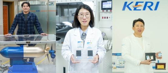KERI 기술이 2025년 국가연구개발 우수성과 100선에 선정됐다. 왼쪽부터 홍도관·이유진·박준호 박사. 사진=한국전기연구원 제공