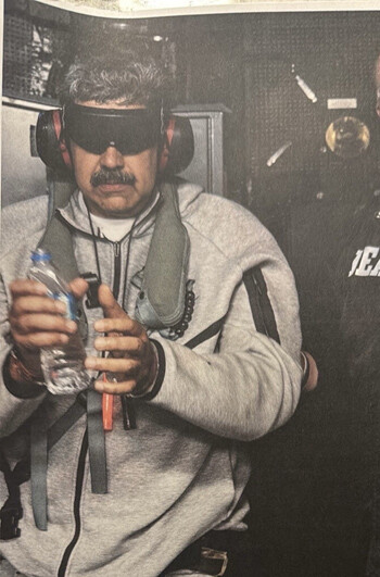 트럼프 대통령이 자신의 소셜미디어에 마두로 대통령 압송 사진을 게재했다. 사진=도널드 트럼프 트루스소셜