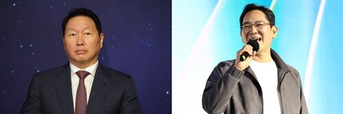 최태원 SK그룹 회장(왼쪽)과 이재용 삼성전자 회장. 사진=박은숙·박정훈 기자