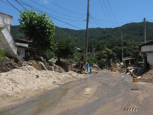 2023년 7월 산사태 직후 경상북도 예천군 벌방리 입구 모습. 예천에서는 이 산사태로 주민 17명을 떠나보냈다. 사진=주현웅 기자