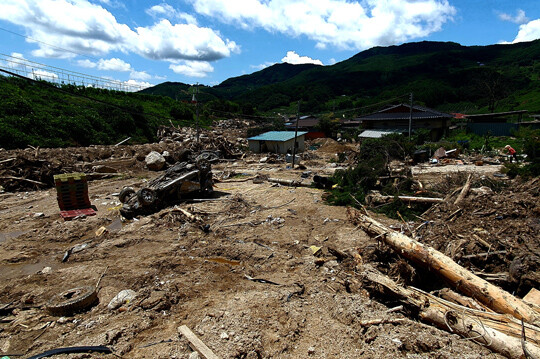 2023년 7월 산사태 직후 경북 예천군 벌방리 마을 일대 모습. 사진=주현웅 기자