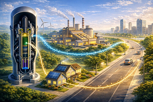 혁신형 소형모듈원전(i-SMR) 전력이 지역 산업시설과 생활 인프라로 확산되는 모습을 표현한 이미지. 사진=경주시 제