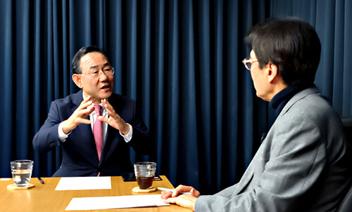 주호영 대구시장 출마예정자(국회부의장)가 25일 유튜브 '만나GO' 채널에 출연해 발언하고 있다. 사진=주호영 의원실 제공