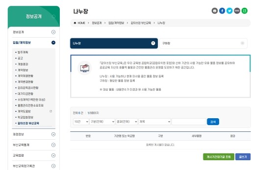 교육청 홈페이지 ‘같이쓰장’ 화면. 사진=부산교육청 제공