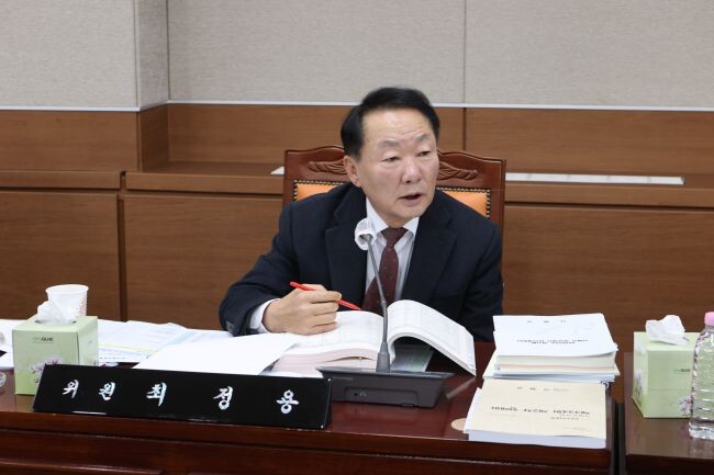가평군 행정사무감사에서 질의에 나선 최정용 의원.사진=최남일 기자